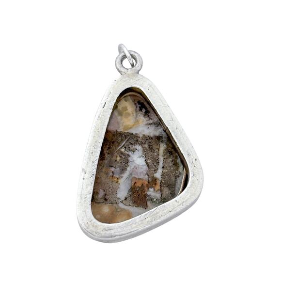 Estate Sterling Silver 925 Ocean Jasper Pendant - Picture 4 of 7